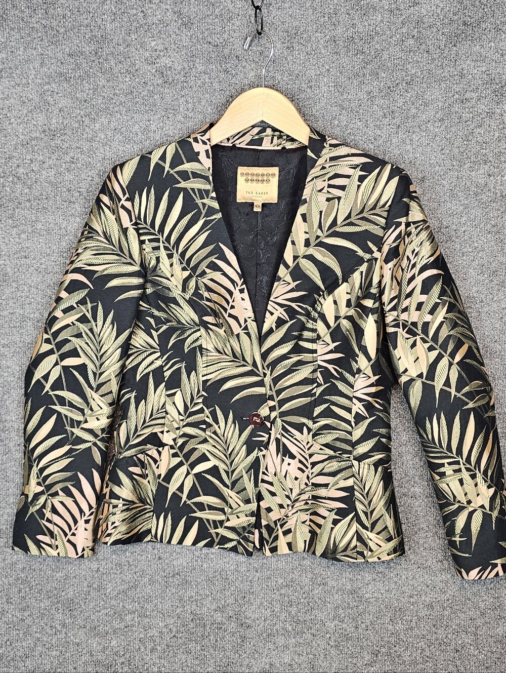 Ted Baker London "Zamia" Palm Jacquard Leaf Print Blazer Jacket-